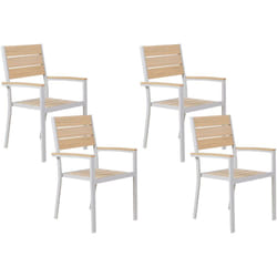 Set di 4 sedie da pranzo da giardino Struttura in alluminio bianco Seduta beige Prato