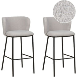 Set di 2 sedie da bar moderne Sgabelli con seduta imbottita in bouclé Senza braccioli Schienale curvo Gambe nere Grigio Mina