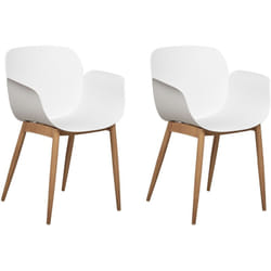 Set di 2 sedie moderne Sedute in plastica modellata Gambe in metallo per sala da pranzo cucina Bianco Abilene