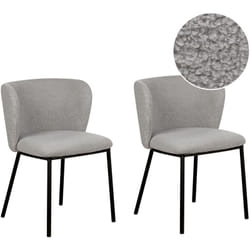 Set di 2 sedie da pranzo moderne Seduta imbottita in bouclè grigio Senza braccioli Schienale curvo Gambe nere Grigio Mina