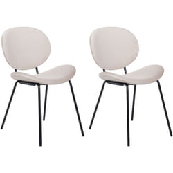 Set di 2 sedie in velluto grigio chiaro con gambe nere e senza braccioli Luana