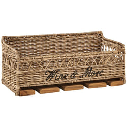 Mensola da parete in rattan metallo teak legno con porta bicchieri da vino fatti a mano boho naturale Sahab