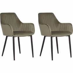 Set di 2 sedia moderne rivestite in velluto. Aggiungi al tuo spazio questo set di 2 sedie da pranzo dal design elegante. È re ...