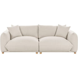 Divano moderno a 3 posti in tessuto con cuscini decorativi Tappezzeria beige chiaro Luvos