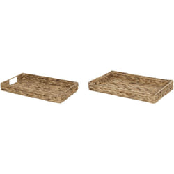 Beliani - Set di 2 vassoi decorativi intrecciati in giacinto d'acqua chiaro Kontum