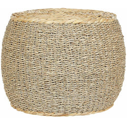 Sgabello Pouf rotondo Boho intrecciato a mano in Seagrass ⌀ 40 cm Riempimento in polistirolo Luce Haiphong