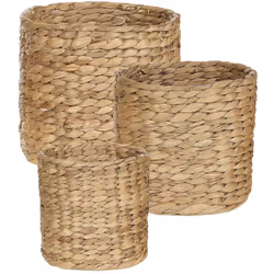 Set di vasi da fiori in materiale naturale. Rinnova il verde di casa con un trio di cestini per vasi. Realizzati in giacinto  ...