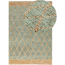 Beliani - Tappeto Runner in iuta intrecciato a mano con motivo geometrico Boho Rustico 160 x 230 cm Corridoio Verde e Beige Tellikaya