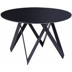 Tavolo da cucina rotondo moderno con piano lucido in mdf e gambe in acciaio 120 cm nero Oxhill