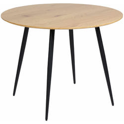 Tavolo da cucina moderno rotondo da pranzo con piano in mdf e gambe in acciaio in legno chiaro 100 cm Bjorka