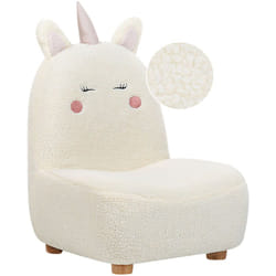 Sedia per animali imbottita in poliestere Design a forma di unicorno senza braccioli Mobili per bambini in peluche per la cameretta Bianco Lulea