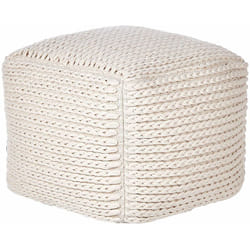 Pouf quadrato con imbottitura in eps sfoderabile Rivestimento in cotone con motivo a intreccio Beige chiaro Daman
