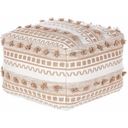 Pouf quadrato con imbottitura in eps sfoderabile Rivestimento in cotone con motivo intrecciato Beige Karaw