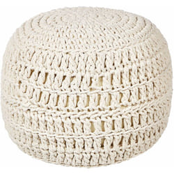 Pouf rotondo in maglia Boho Sgabello in cotone con imbottitura in EPS 40 x 40 cm Beige Arpatu