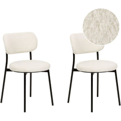Beliani - Set di 2 sedie in tessuto bouclè bianco sporco senza braccioli Sedute imbottite Gambe in metallo Casey