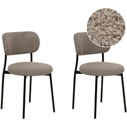 Beliani - Set di 2 sedie in tessuto bouclè tortora senza braccioli con gambe in metallo Casey