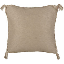 Cuscino in iuta con imbottitura sfoderabile e nappe decorative a tinta unita beige 45 x 45 cm Erigeron