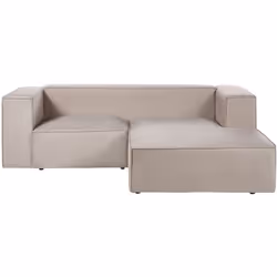 Divano angolare minimalista . Un intramontabile divano angolare a due posti di colore beige chiaro, adatto a un salotto di pi ...