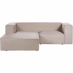 Divano angolare minimalista . Un intramontabile divano angolare a due posti di colore beige chiaro, adatto a un salotto di pi ...