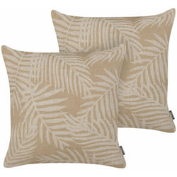 Beliani - Set di 2 cuscini sparsi in iuta naturale con motivo a foglie in stile boho 45 x 45 cm Beige Rubus