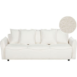 Beliani - Divano letto moderno Boucle Convertibile con contenitore Cuscini aggiuntivi Sfoderabili Bianco Krama