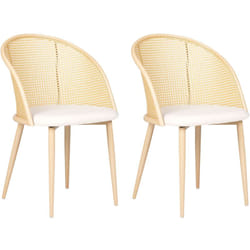 Set di 2 sedie da pranzo con seduta in tessuto e struttura in metallo nero effetto legno con intreccio viennese Cornell