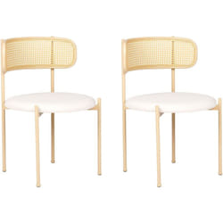 Set di 2 sedie da salotto con seduta in tessuto beige e struttura in metallo con effetto legno chiaro Andover
