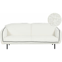 Divano a 3 posti Retro Glam Art Deco Boucle Rivestimento gambe in metallo Bordi neri Soggiorno Bianco Tonsberg