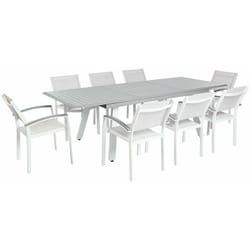 Set da pranzo da giardino 8 posti Tavolo allungabile sintetico bianco alluminio grigio Pereta