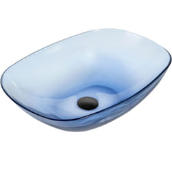 Lavabo da appoggio per bagno Superficie solida semitrasparente 540 x 360 mm Blu Moengo