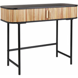 Beliani - Tavolo consolle moderno a 2 ante con ripiani in legno mdf Paulownia Front Gambe in ferro Soluzione di archiviazione per la camera da letto