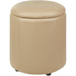 Elegante Pouf con Vano Portaoggetti Similpelle Beige 40 x 38 cm Maryland