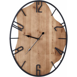Beliani - Orologio da parete classico con struttura in ferro con forma ovale in legno chiaro e nero 46 x 60 cm Meynes
