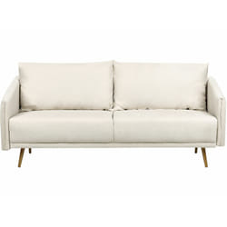 Beliani - Divano Velluto Beige 3 Posti Schienale Imbottito Gambe Dorate Maura