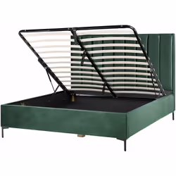 Letto in velluto con contenitore. Porta l'eleganza in camera da letto o suite matrimoniale con questo letto con rete a doghe  ...