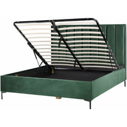 Letto Matrimoniale con Contenitore in Velluto 180 x 200 cm Verde Scuro Sezanne
