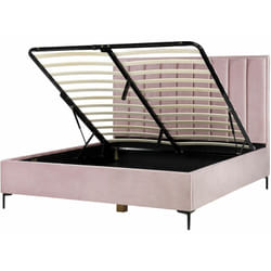 Letto Matrimoniale con Contenitore in Velluto 180 x 200 cm Rosa Sezanne