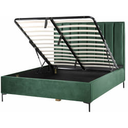 Letto Matrimoniale con Contenitore in Velluto 160 x 200 cm Verde Scuro Sezanne
