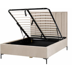 Letto Matrimoniale con Contenitore in Velluto 140 x 200 cm Grigio Tortora Sezanne