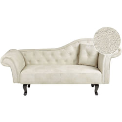 Beliani - Chaise longue Stile Retrò Lato Destro Velluto Beige Chiaro Lattes