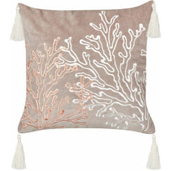 Beliani - Cuscino decorativo in velluto quadrato Marine Motivo corallo Imbottitura in poliestere Taupe Mazzaella