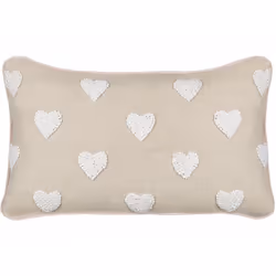 Cuscino decorativo con motivo romantico. Impossibile non amare questo cuscino di cotone, con il suo incantevole motivo di cuo ...