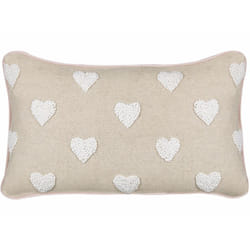 Cuscino in cotone ricamato con motivo a cuoricini beige 30 x 50 cm Gazania
