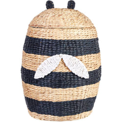 Beliani - Cestino in vimini per giacinto d'acqua, contenitore, cesto per ape con coperchio, naturale, nero, accessorio intrecciato, Knysna