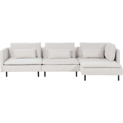 Divano moderno in velluto a coste a 3 posti modulare ad angolo sinistro Cuscino beige chiaro Egeris