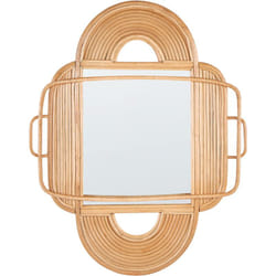 Beliani - Specchio decorativo da parete Home Décor Forma ovale Telaio accessorio Rattan Naturale Legno chiaro 70 x 90 cm Alcorn