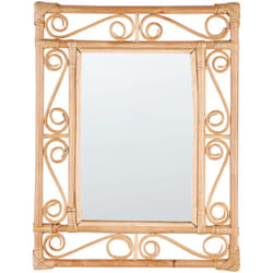 Specchio decorativo da parete Home Décor Forma rettangolare Telaio accessorio Rattan Legno chiaro naturale 41 x 52 cm Amanu
