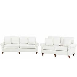 Set di divani moderni in tessuto bianco a 2 e 3 posti con cuscini Ginnerup