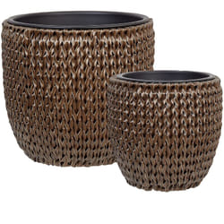 Beliani - Set di 2 vasi in rattan pe per piante da interno esterno marrone con inserto Berberis