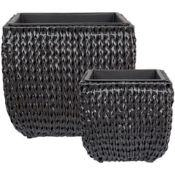 Set di 2 vasi in rattan PE per piante da interno esterno nero con inserto Berberis